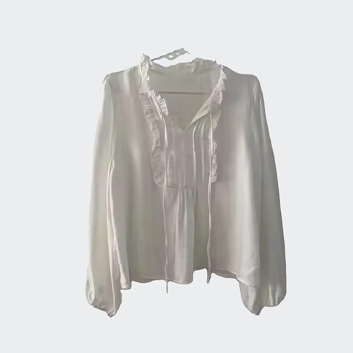 Long sleeves ruffled collar shirts Custom women shirts (5)